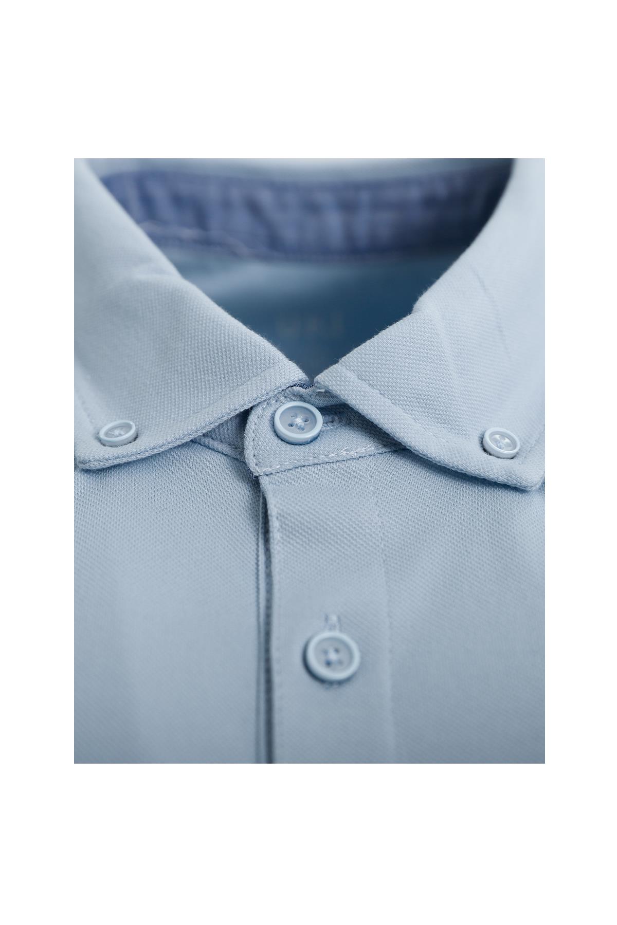 AÇIK MAVİ Comfort Fit Polo Yaka Pike T-Shirt