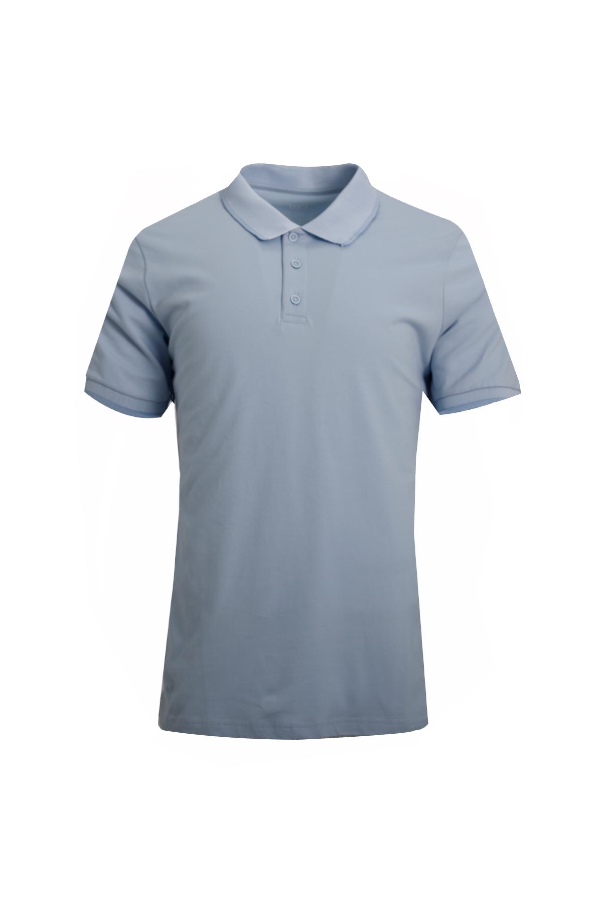 AÇIK MAVİ Comfort Fit Polo Yaka Pike T-Shirt