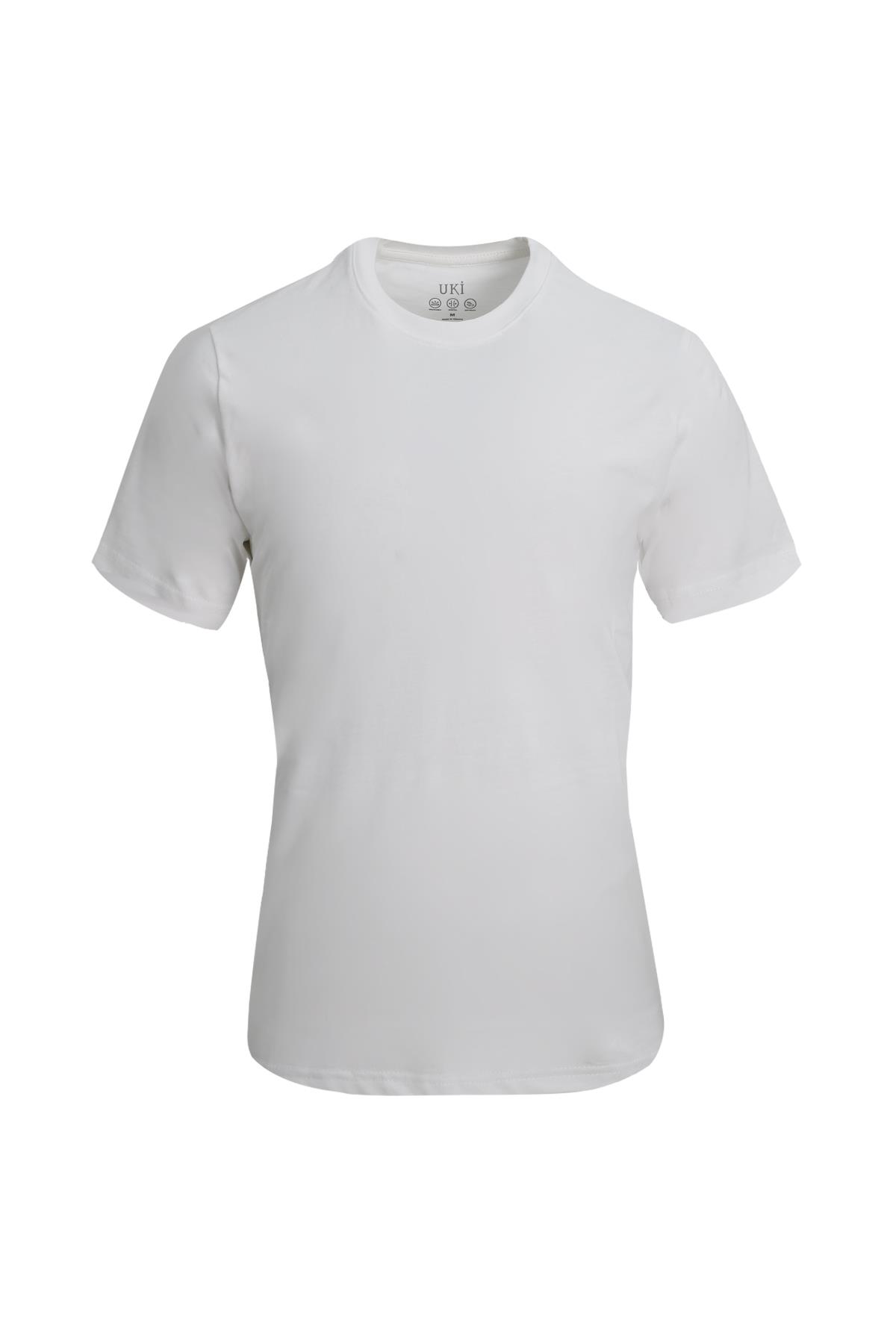 BEYAZ Bisiklet Yaka Basic T-Shirt