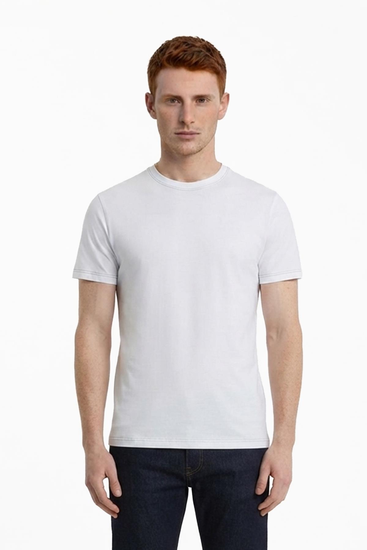 BEYAZ Bisiklet Yaka T-Shirt
