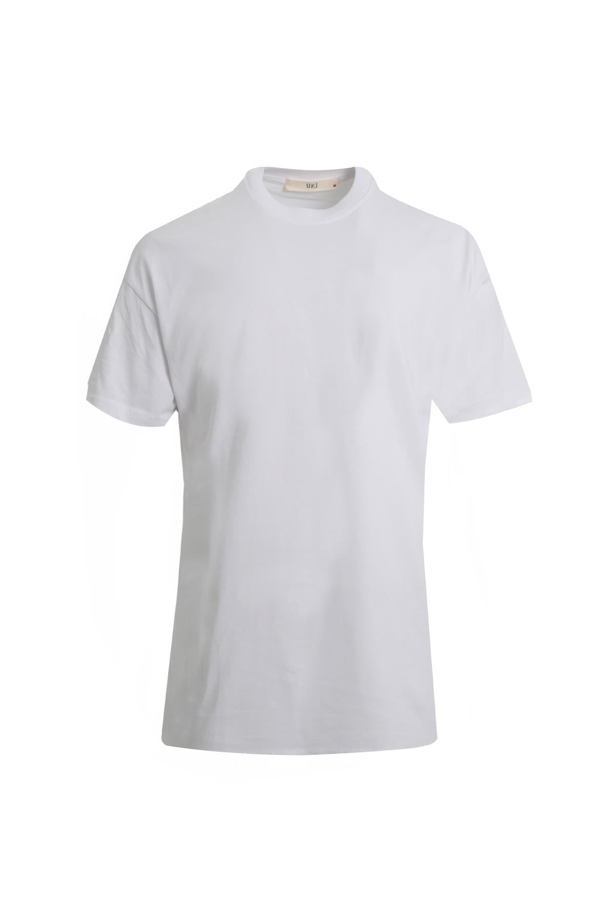 BEYAZ Bisiklet Yaka T-Shirt