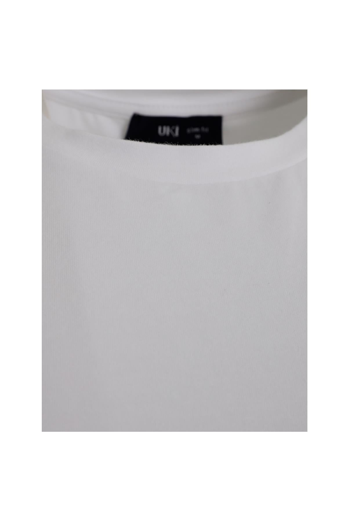 BEYAZ Comfort Fit Bisiklet Yaka Basic T-Shirt