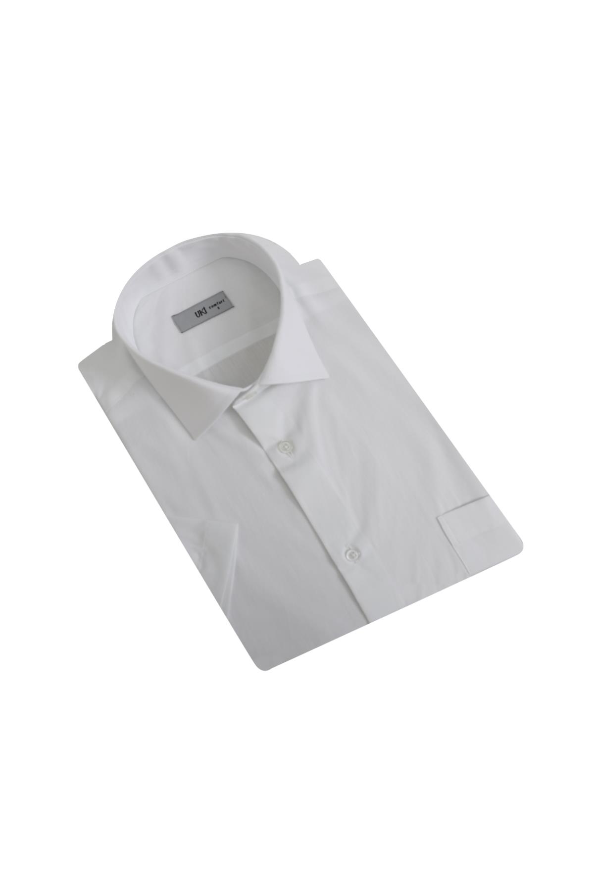 BEYAZ Comfort Fit Kısa Kol Gömlek