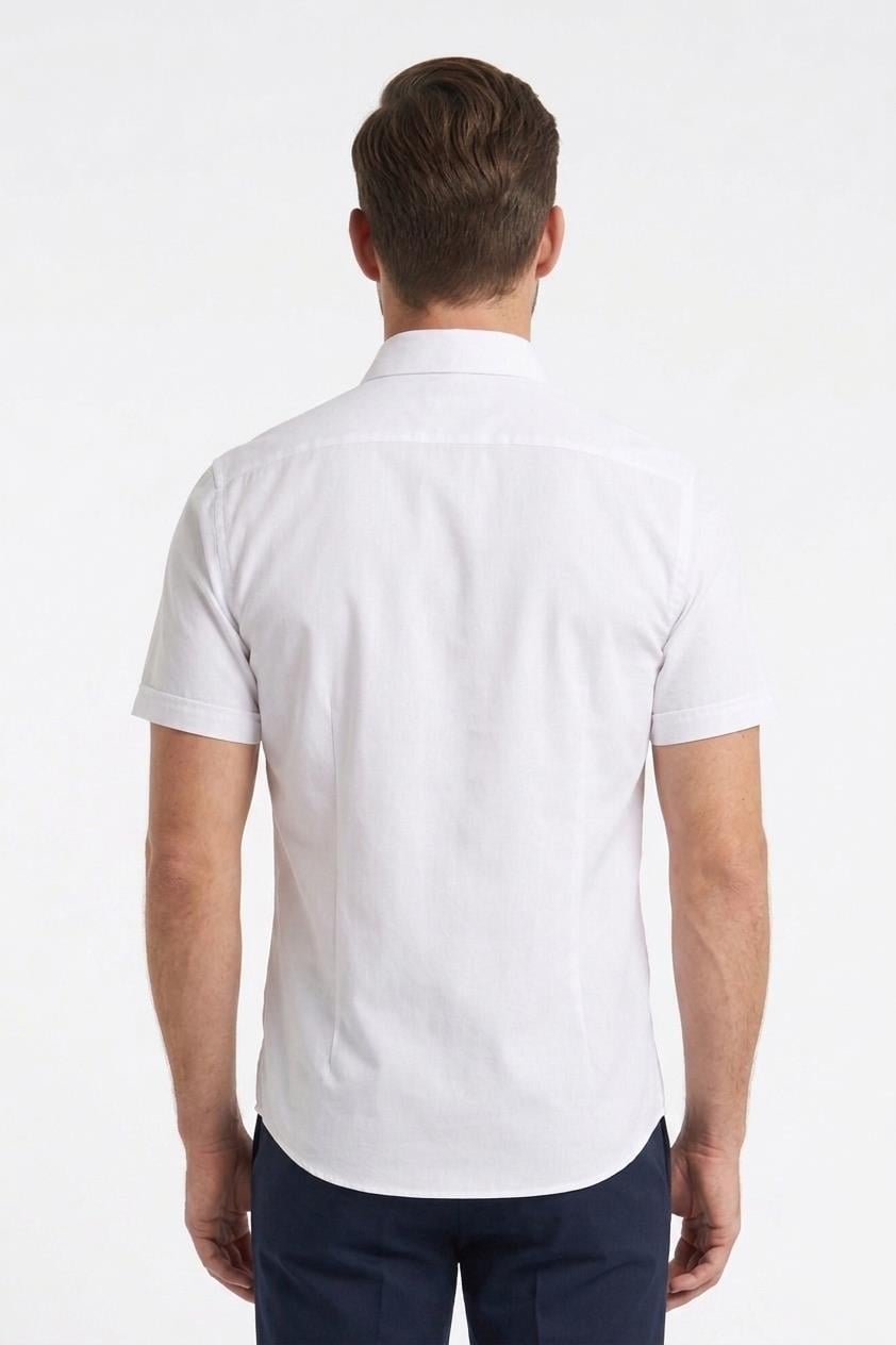 BEYAZ Comfort Fit Kısa Kol Gömlek