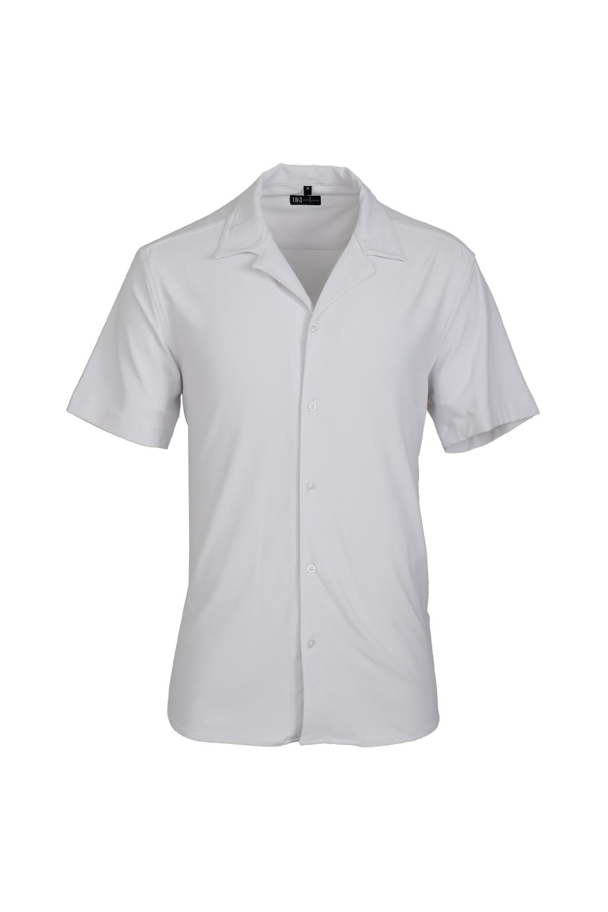 BEYAZ Comfort Fit Kısa Kol Gömlek