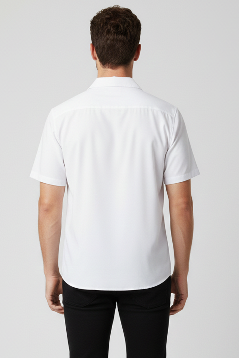 BEYAZ Comfort Fit Kısa Kol Gömlek