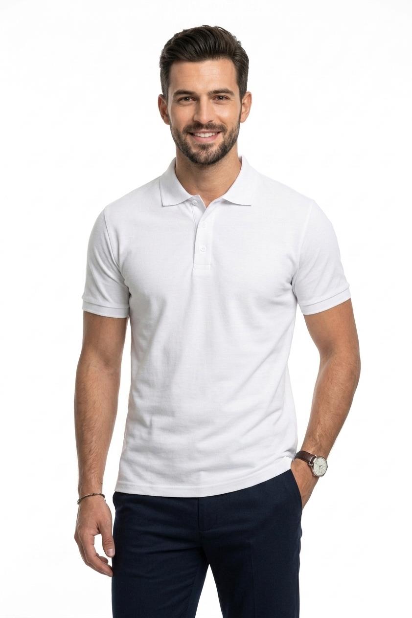 BEYAZ Comfort Fit Polo Yaka Pike T-Shirt