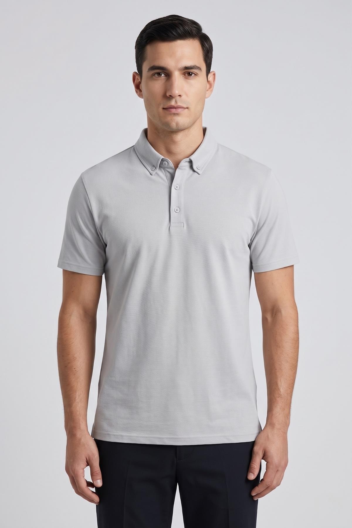 BEYAZ Comfort Fit Polo Yaka Pike T-Shirt