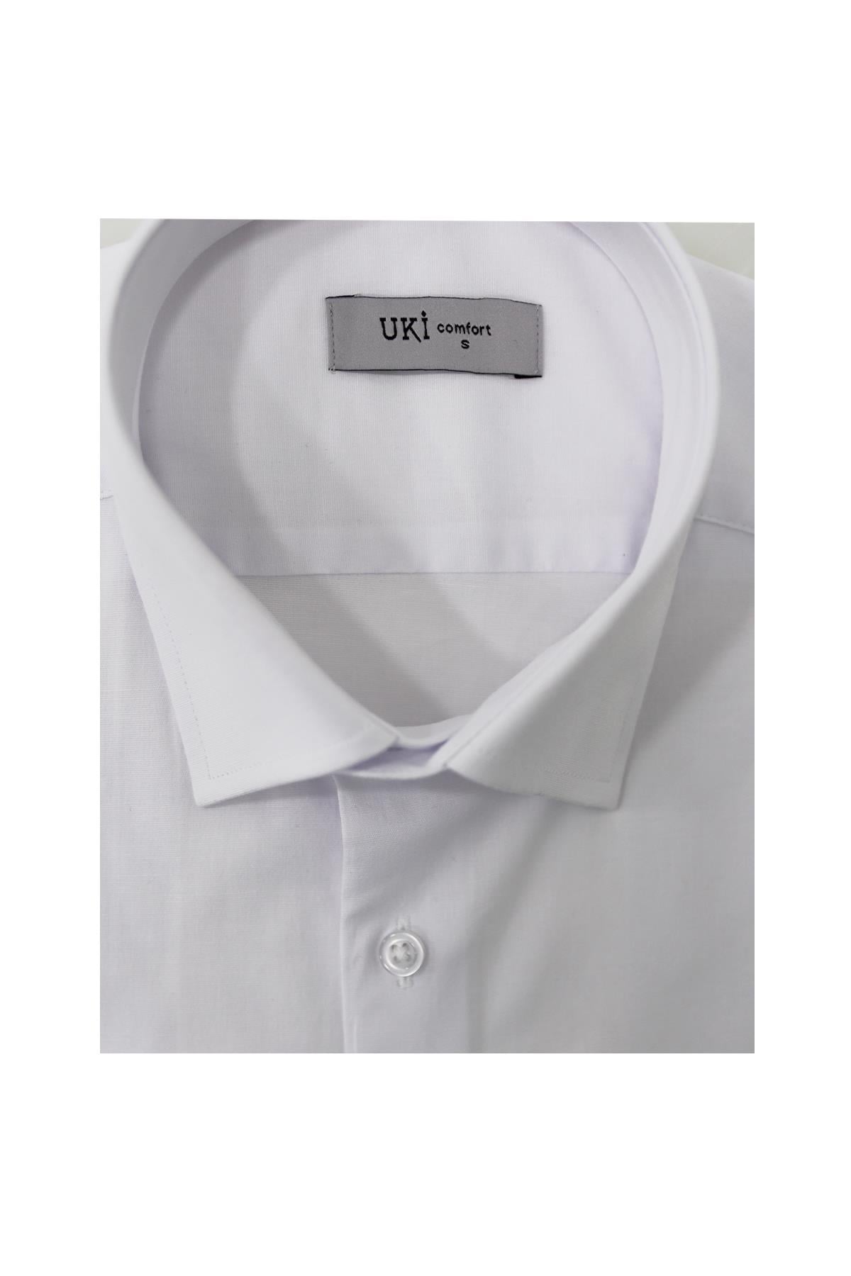BEYAZ Comfort Fit Uzun Kol Gömlek