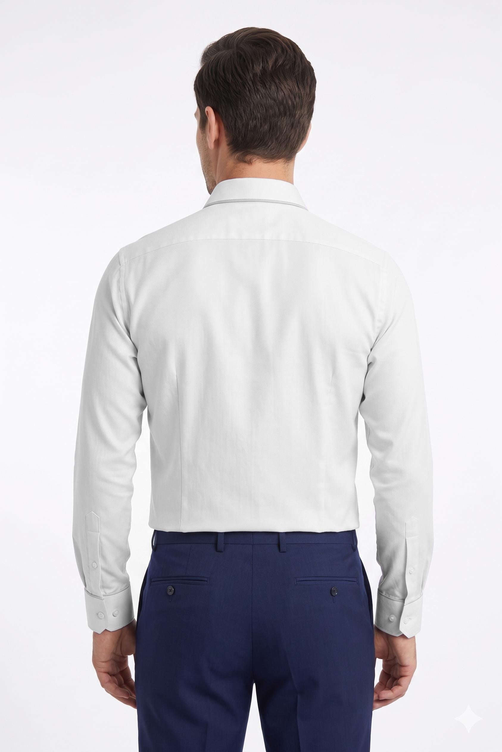 BEYAZ Comfort Fit Uzun Kol Gömlek