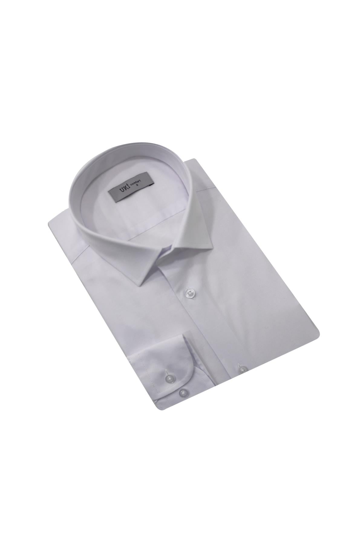 BEYAZ Comfort Fit Uzun Kol Gömlek
