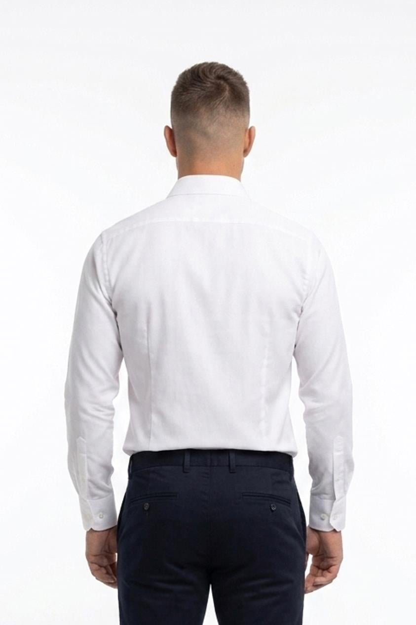BEYAZ Comfort Fit , Yarım İtalyan Yaka , Düz Klasik Gömlek