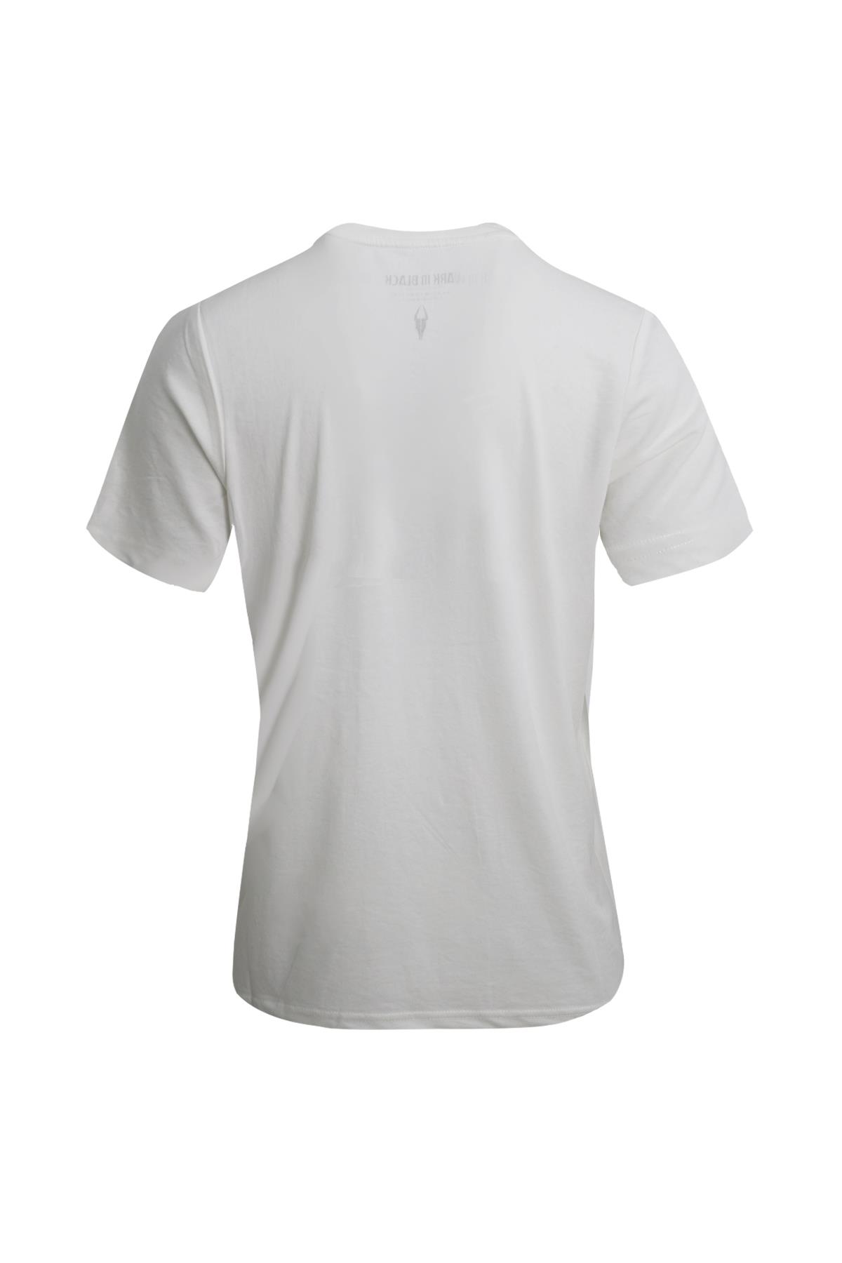 BEYAZ Dark In Black Modal Bisiklet Yaka T-shirt