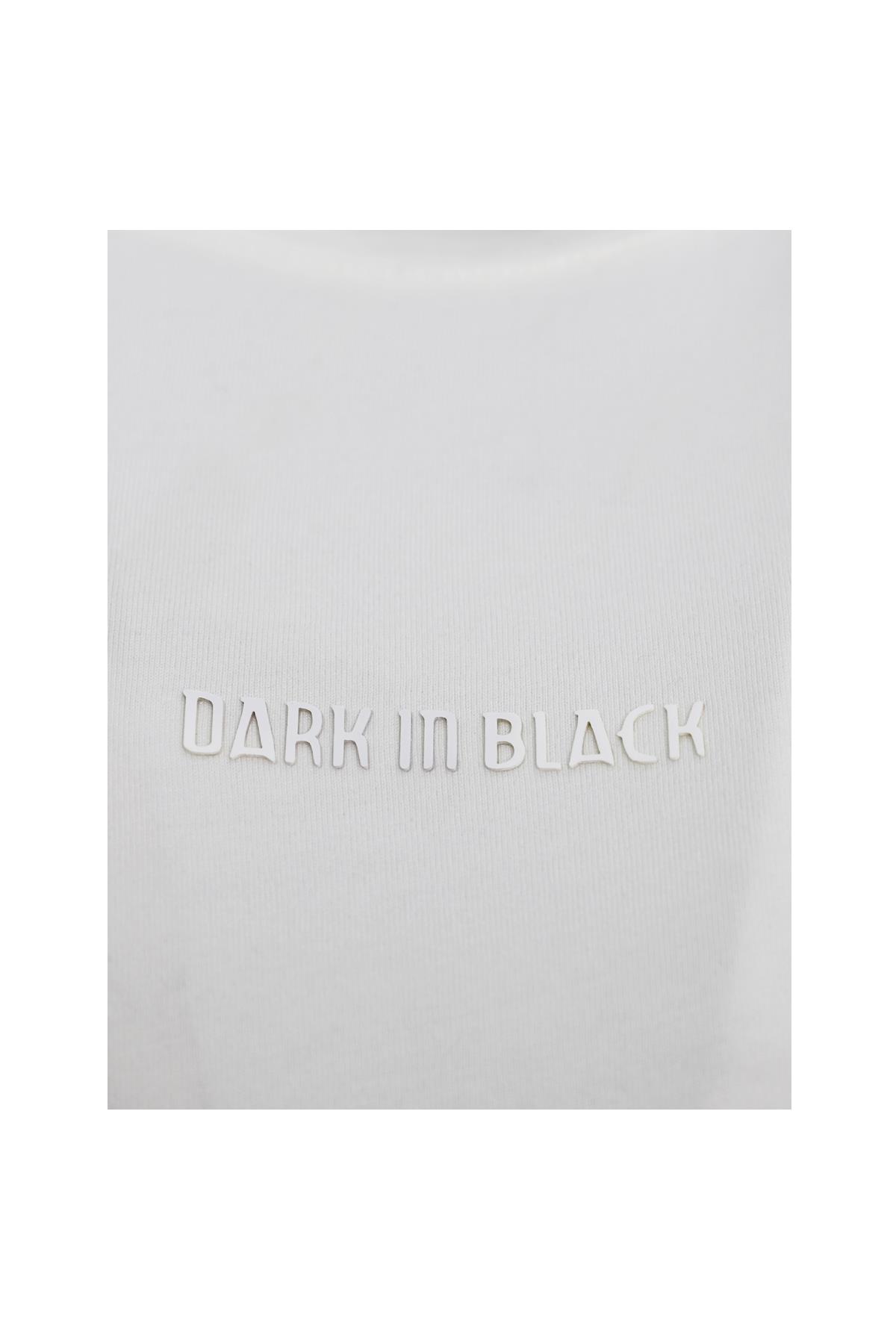 BEYAZ Dark In Black Modal Bisiklet Yaka T-shirt