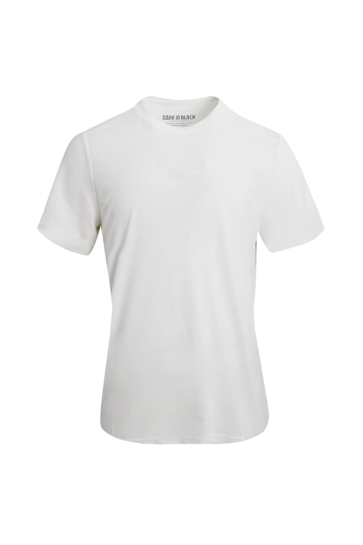 BEYAZ Dark In Black Modal Bisiklet Yaka T-shirt