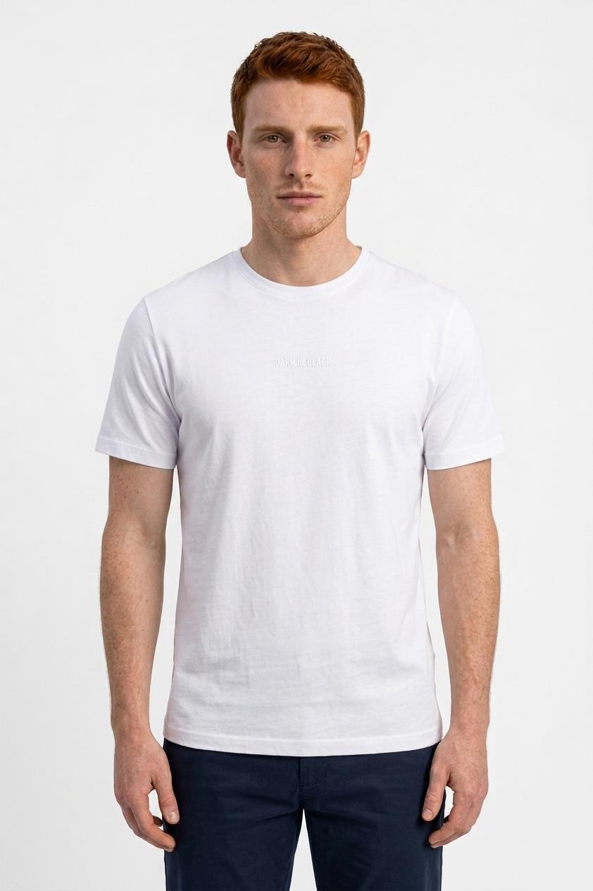 BEYAZ Dark In Black Modal Bisiklet Yaka T-shirt