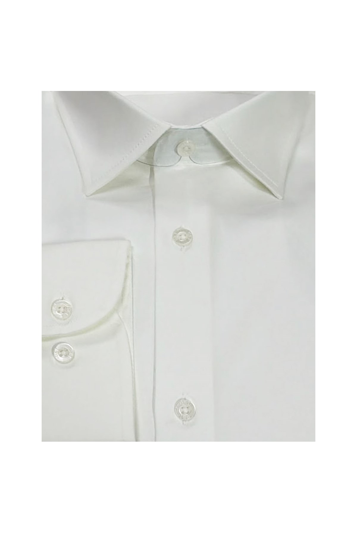 BEYAZ Saten Slim Fit Klasik Gömlek