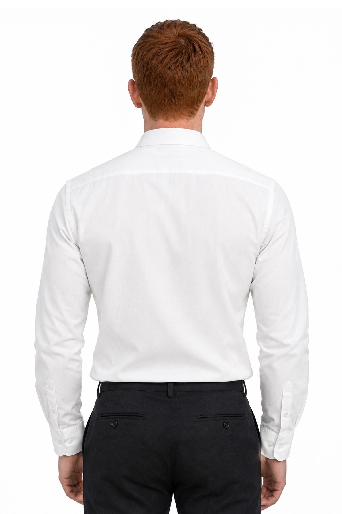 BEYAZ Saten Slim Fit Klasik Gömlek