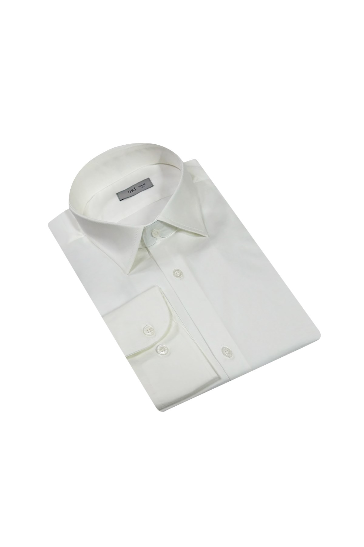 BEYAZ Saten Slim Fit Klasik Gömlek