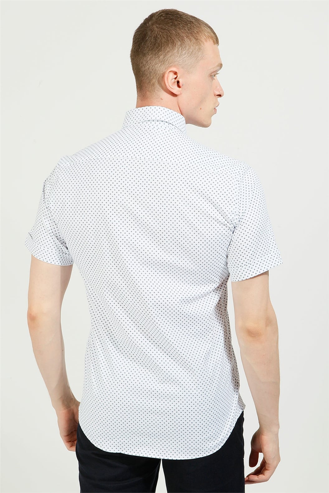 BEYAZ Slim Fit Kısa Kol Gömlek