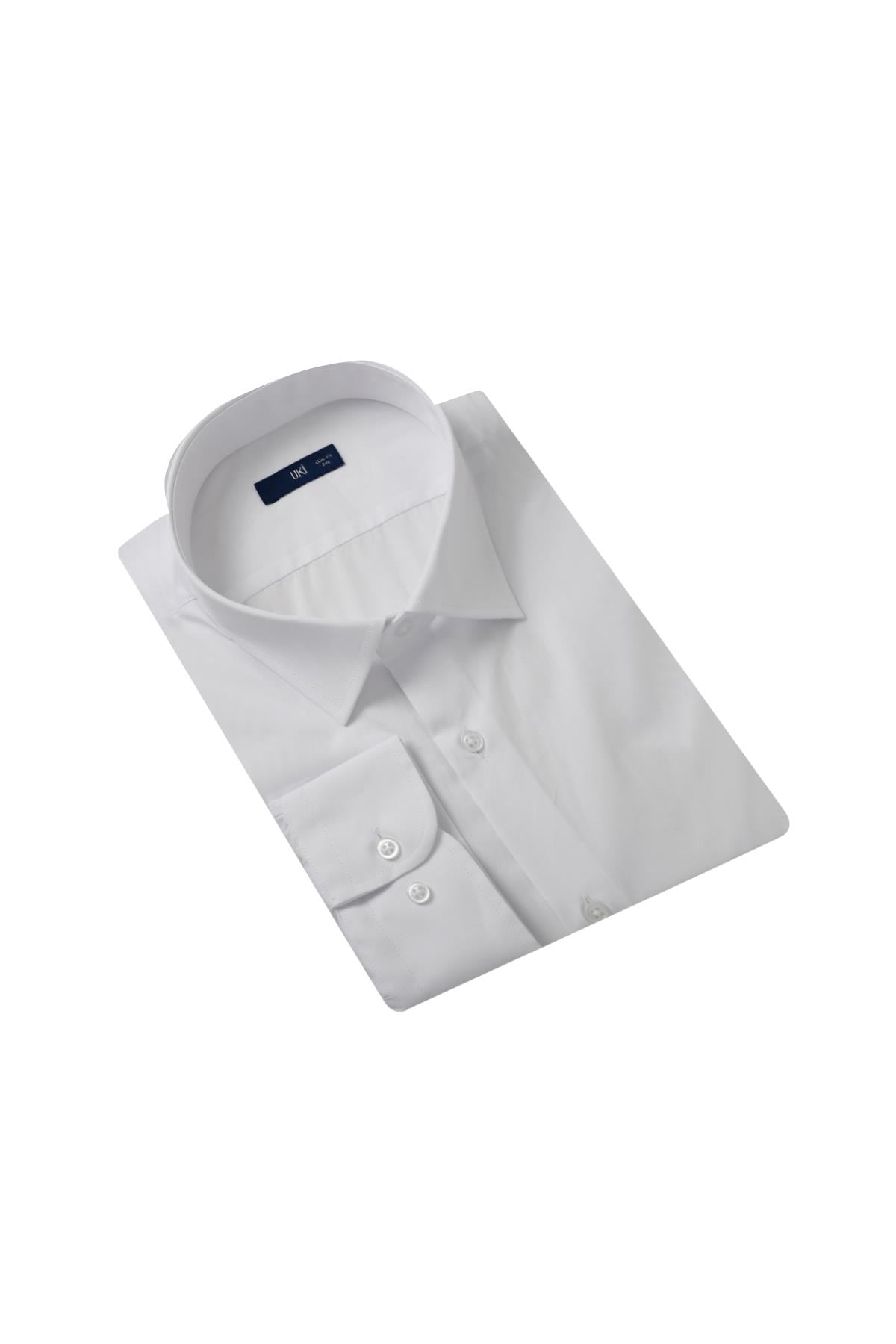 BEYAZ Slim Fit Uzun Kol Gömlek
