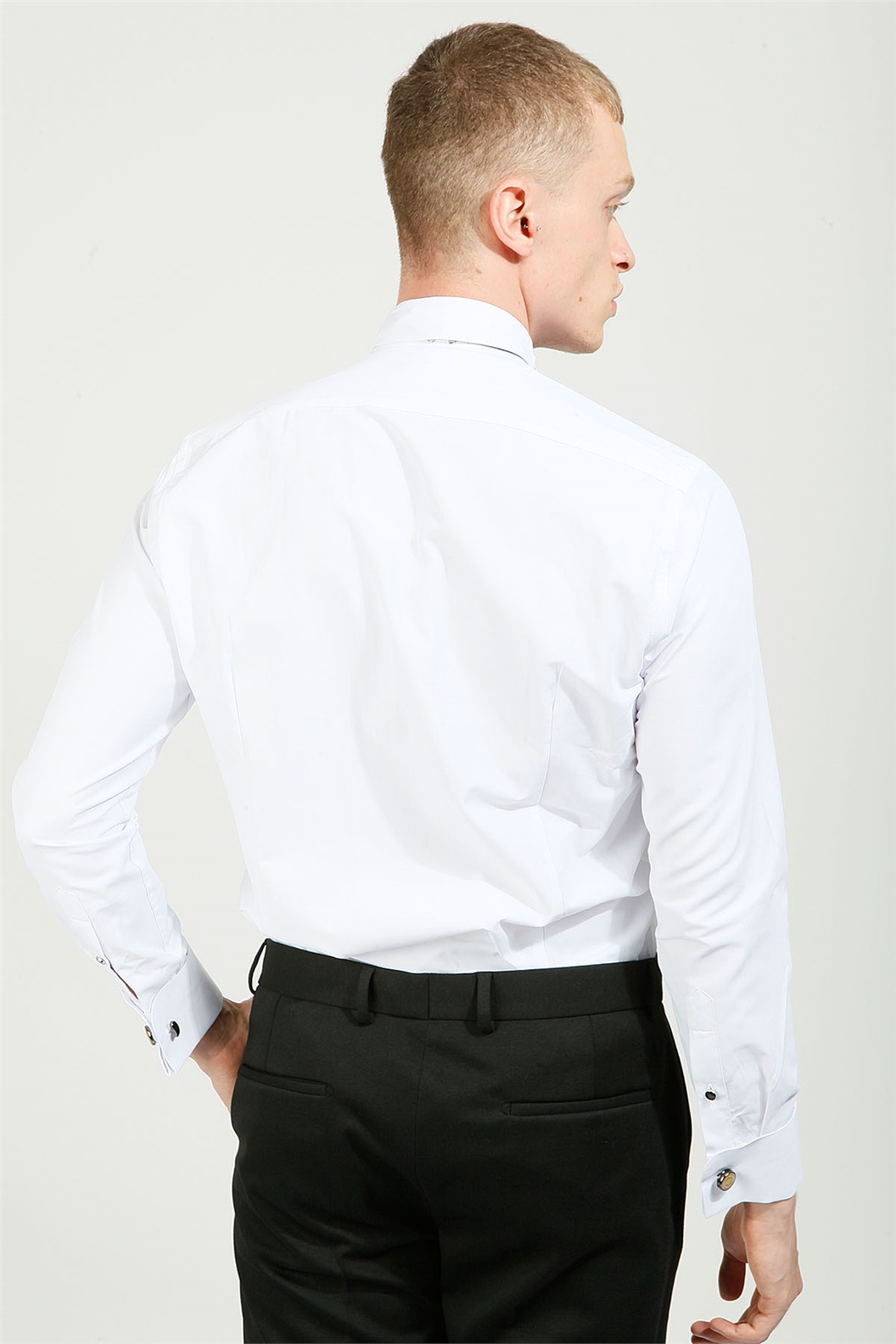BEYAZ Slim Fit Uzun Kol Gömlek