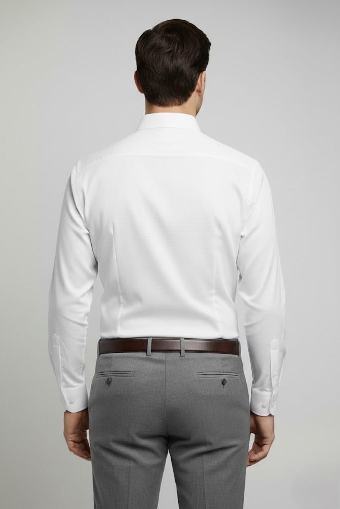 BEYAZ Slim Fit Uzun Kol Gömlek