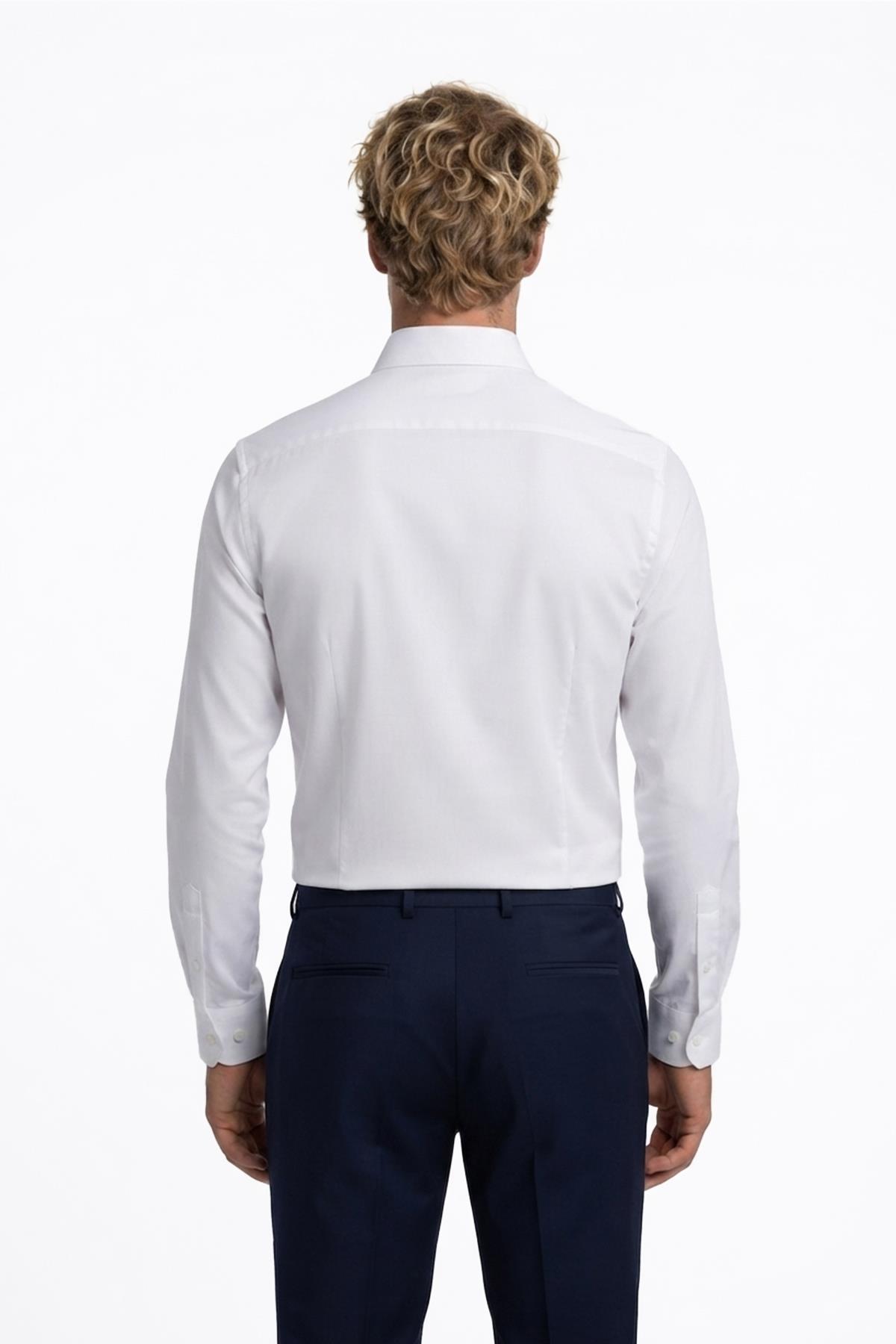 BEYAZ Slim Fit Uzun Kol Gömlek