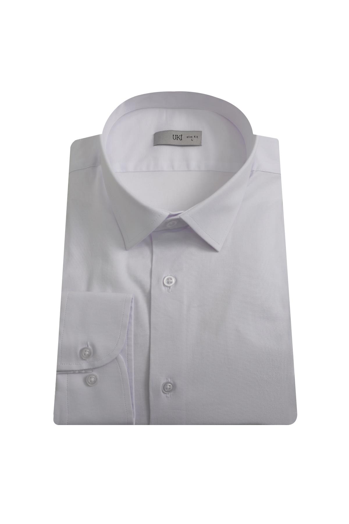 BEYAZ Slim Fit Uzun Kol Gömlek