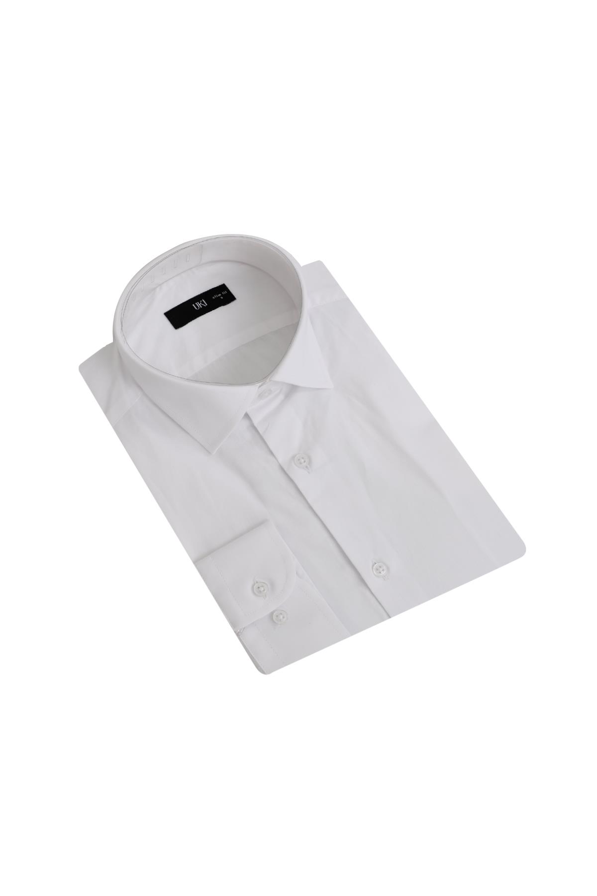 BEYAZ Slim Fit Uzun Kol Gömlek