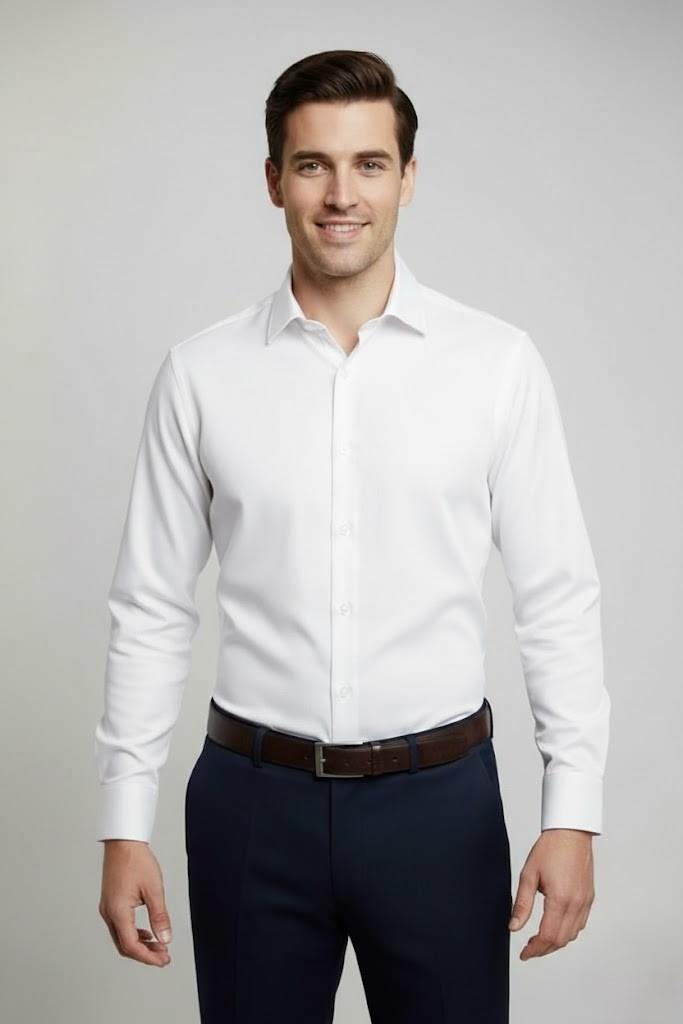 BEYAZ Slim Fit Uzun Kol Gömlek