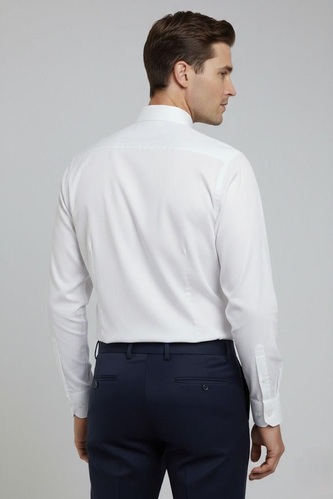 BEYAZ Slim Fit Uzun Kol Gömlek