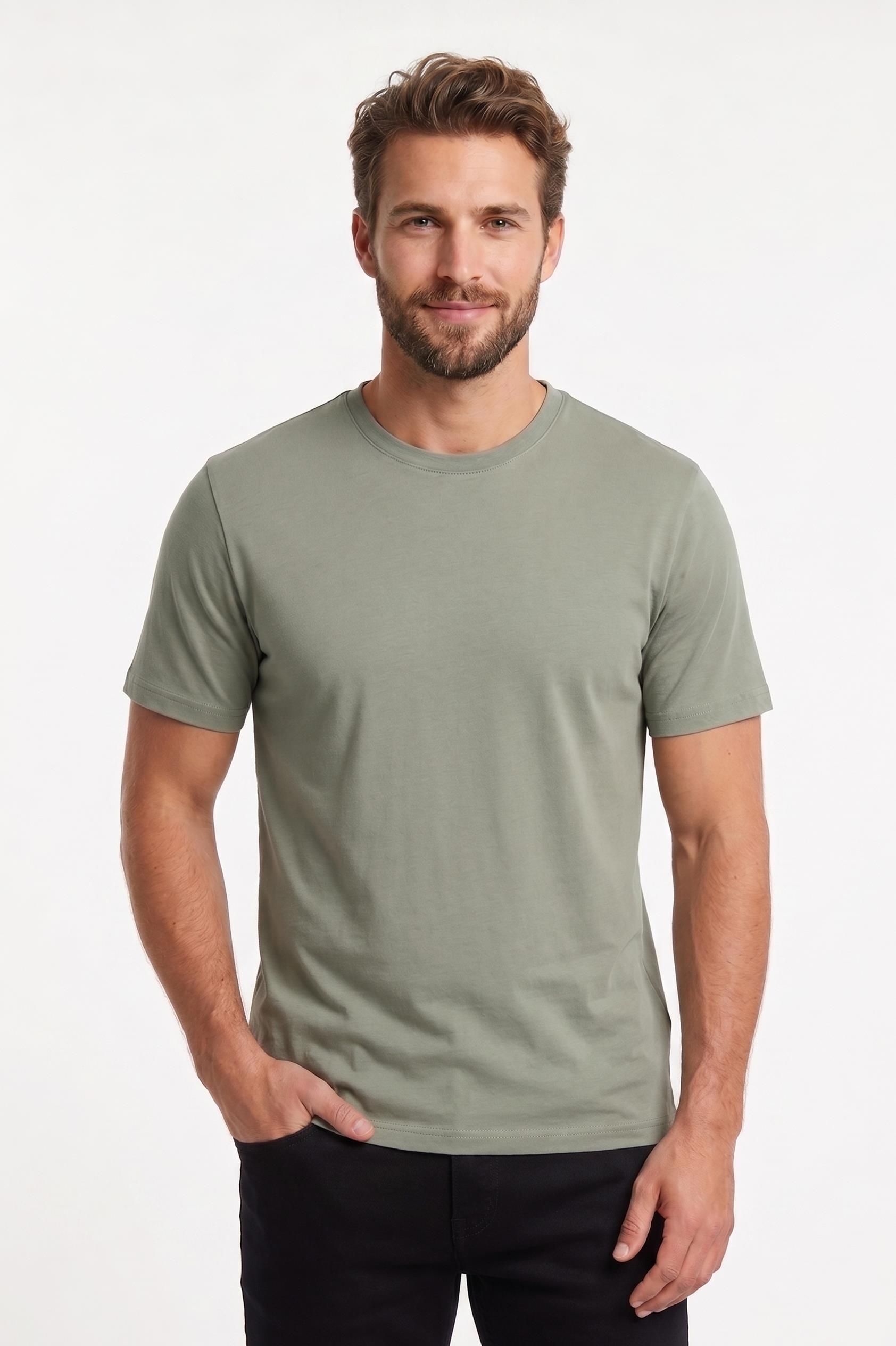 Buz Yeşili Bisiklet Yaka Basic T-Shirt