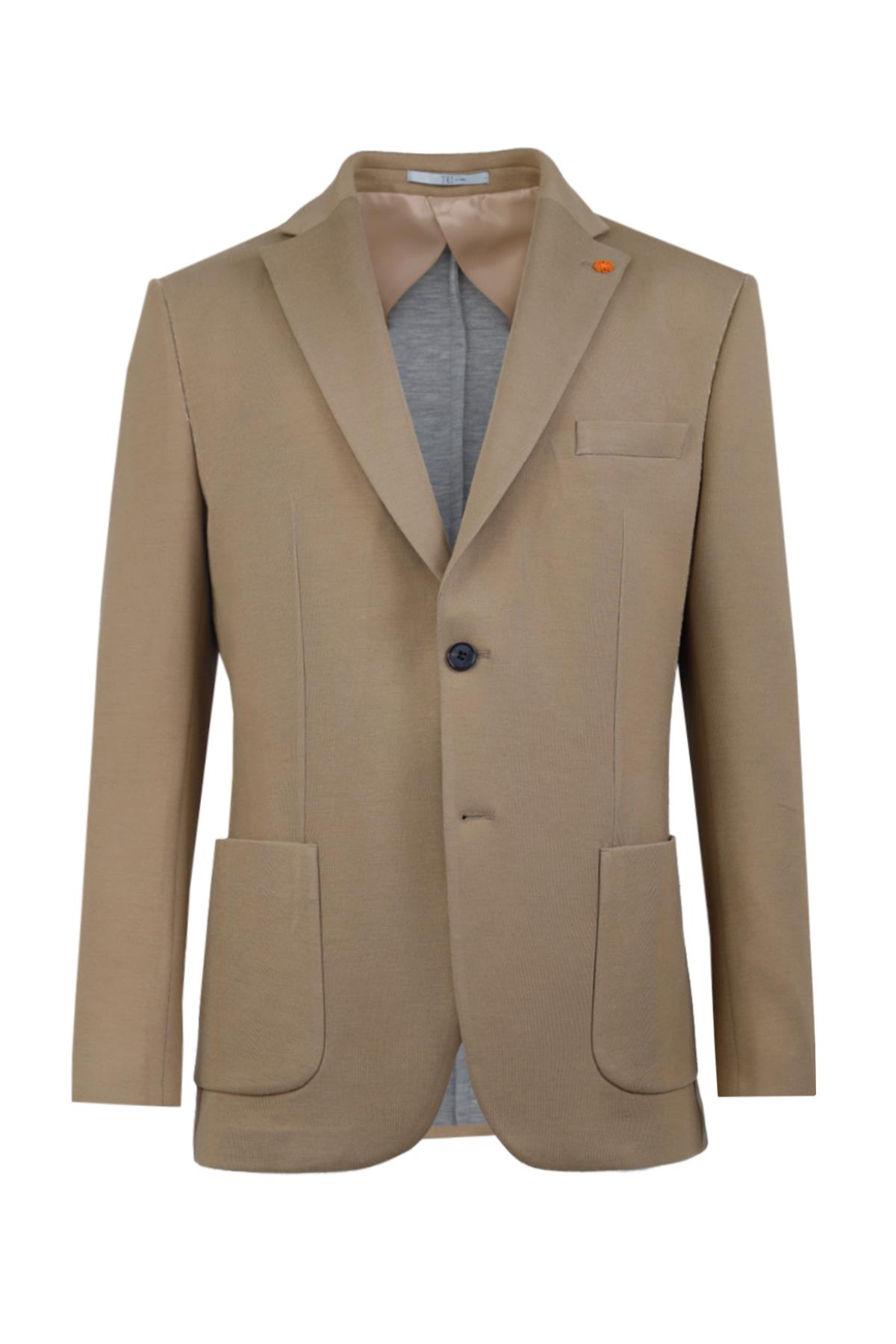 CAMEL Mono Yaka, Torba Cep, Çift Yırtmaç Ceket