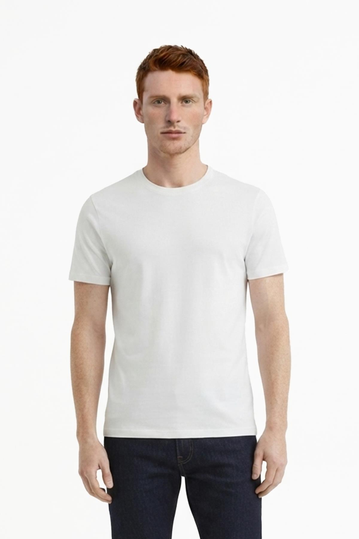 EKRU Comfort Fit Bisiklet Yaka Basic T-Shirt