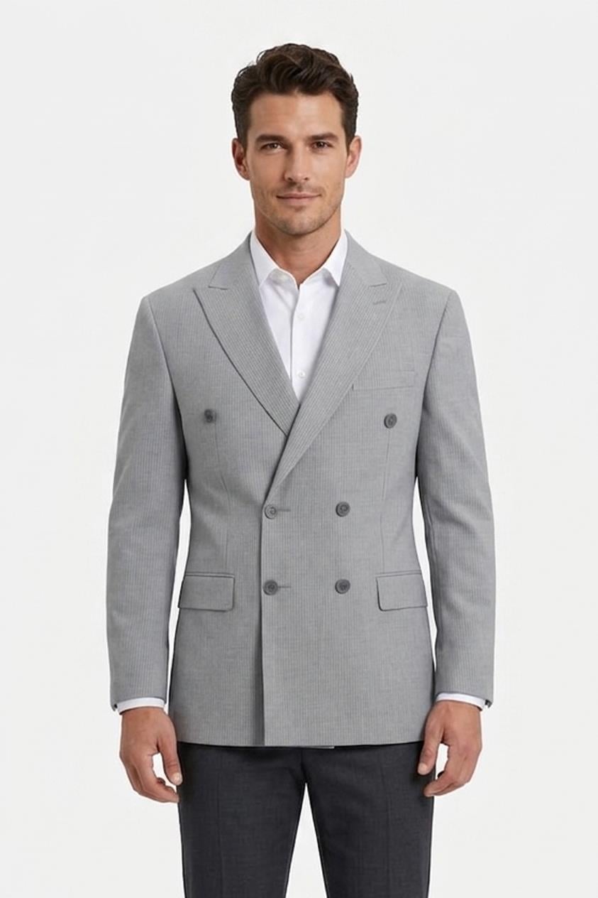 GRİ Comfort Fit 6 Drop Kruvaze Ceket