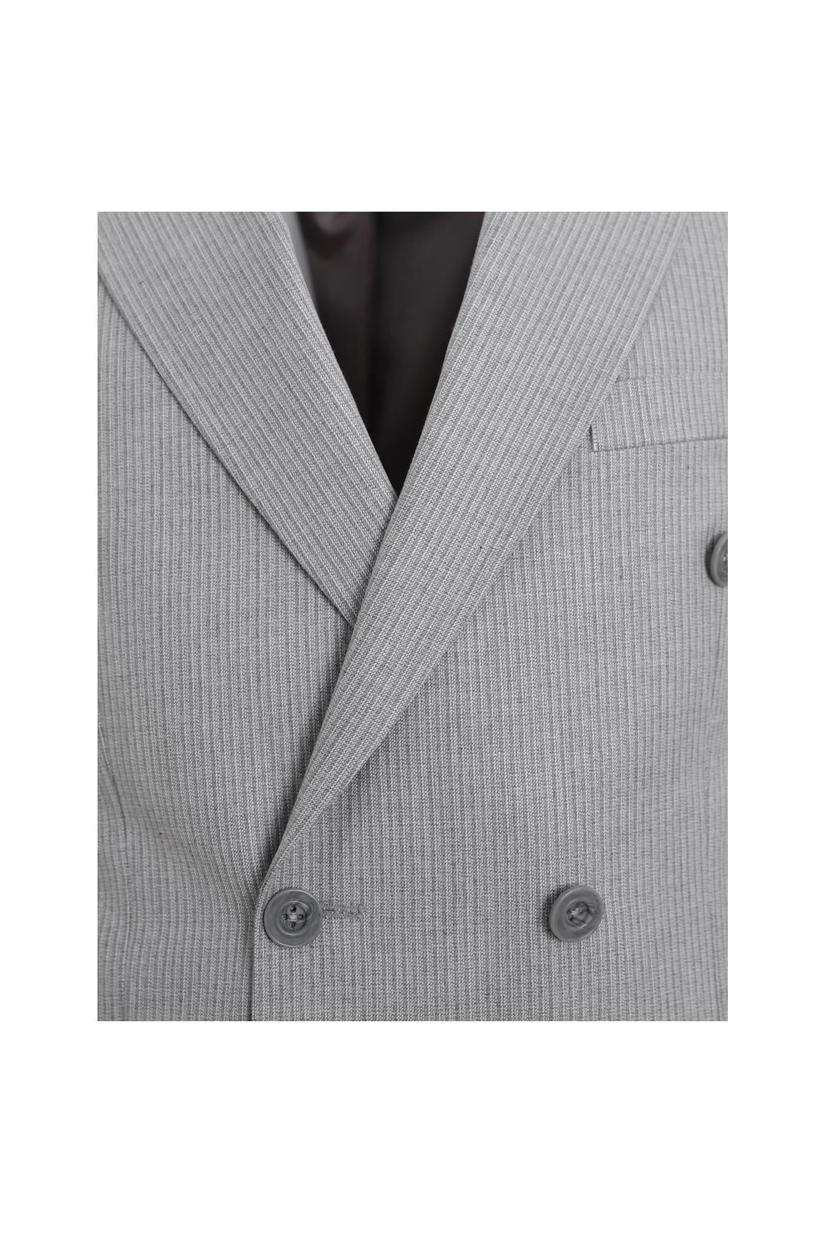 GRİ Comfort Fit 6 Drop Kruvaze Ceket