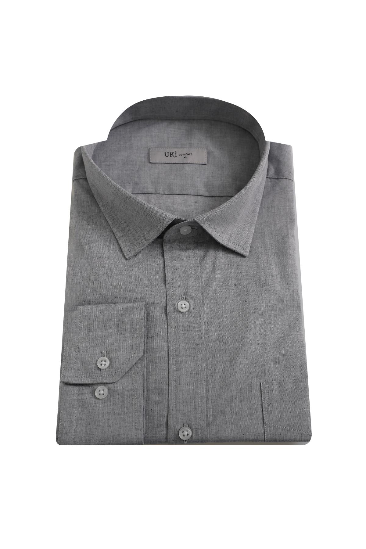 GRİ Comfort Fit Uzun Kol Gömlek