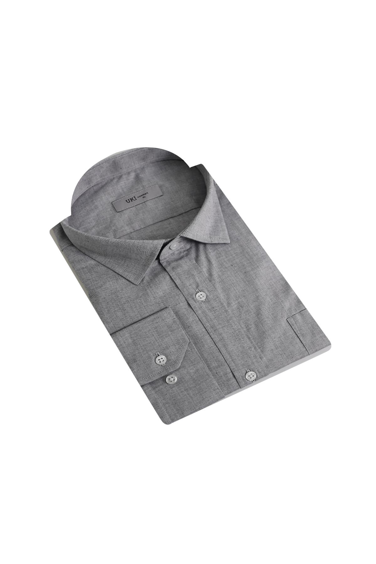 GRİ Comfort Fit Uzun Kol Gömlek