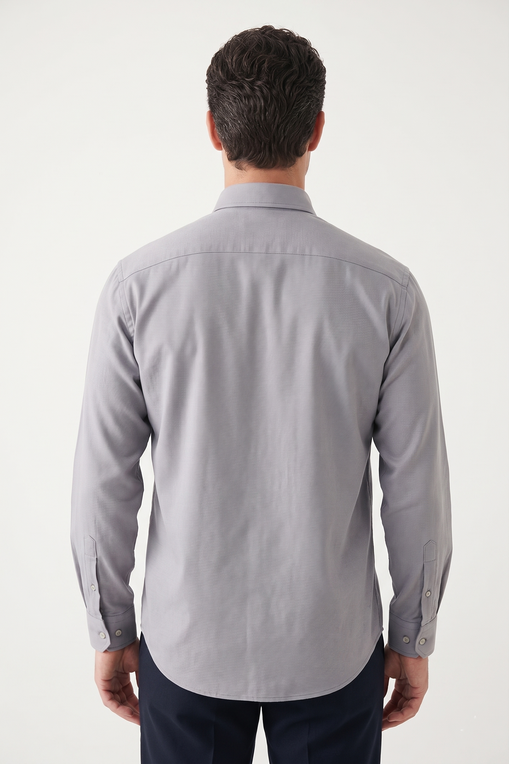 GRİ Düğmeli Yaka Comfort Fit Şamre Gömlek