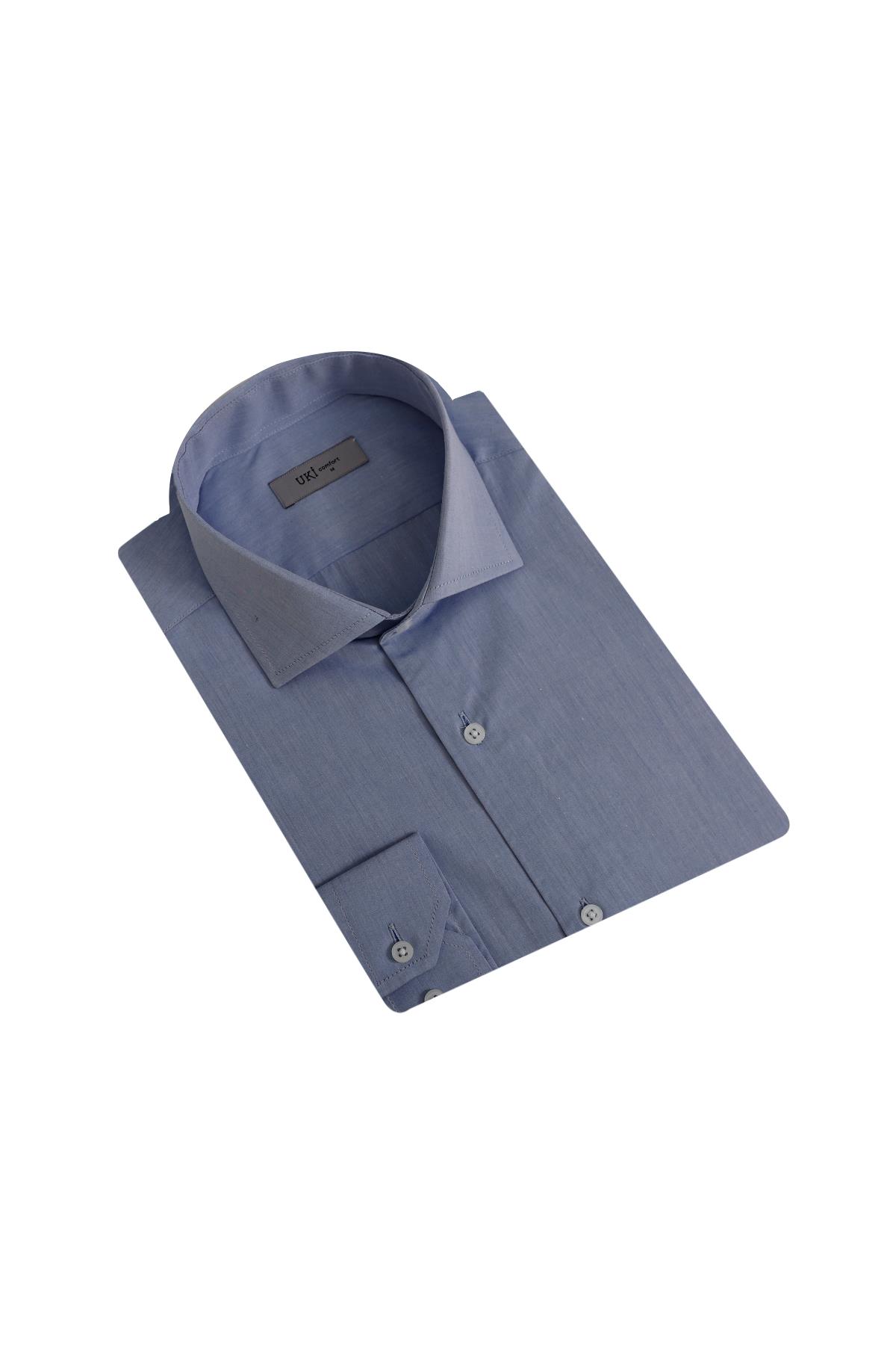 GRİ MAVİ Comfort Fit Uzun Kol Gömlek