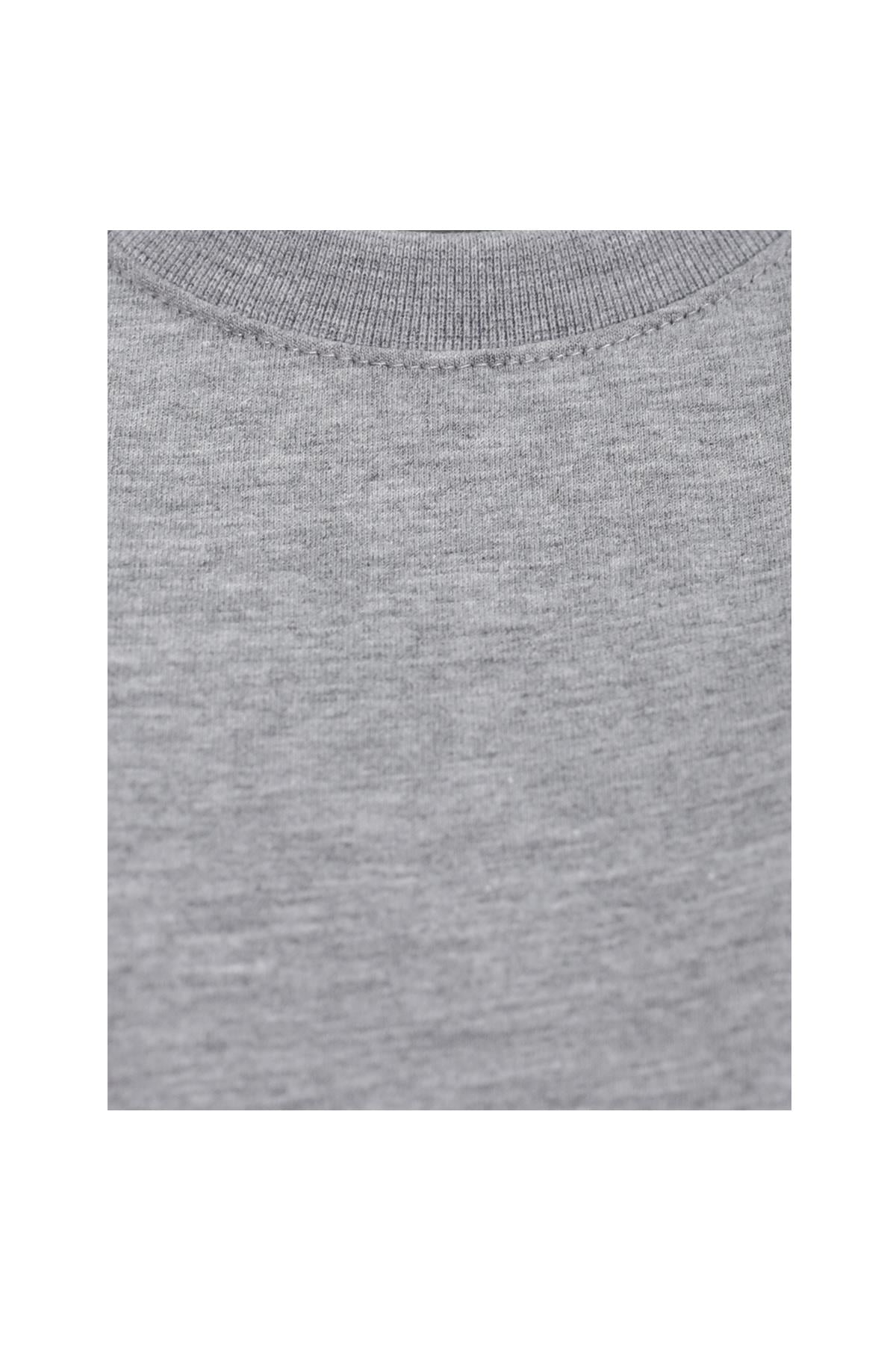 Gri Melanj Bisiklet Yaka Basic T-Shirt