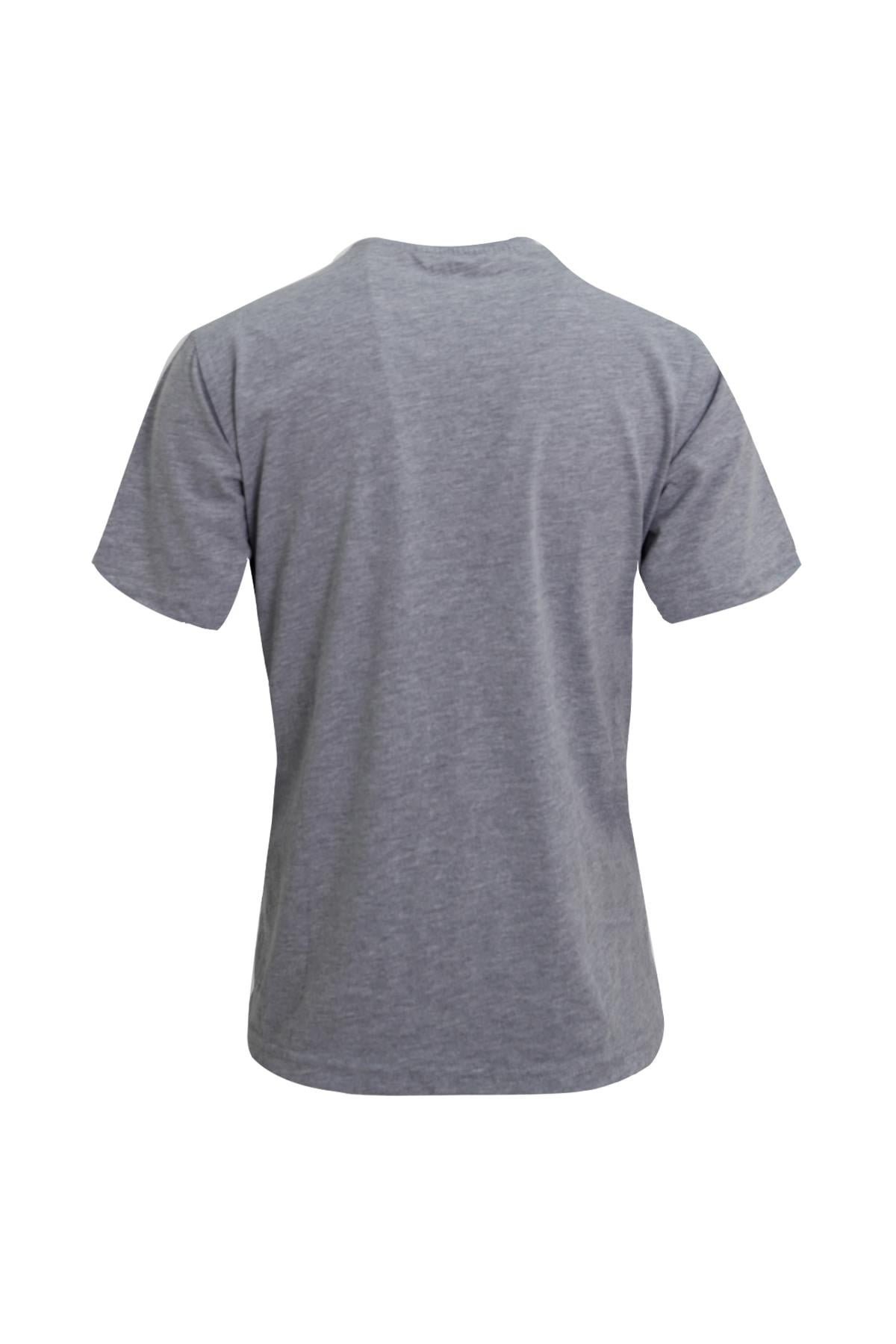 Gri Melanj Bisiklet Yaka Basic T-Shirt