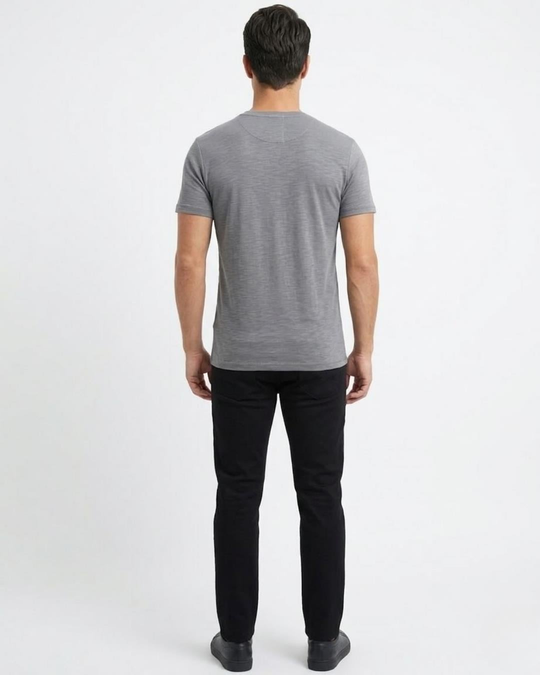 GRİ Modal Bisiklet Yaka T-shirt