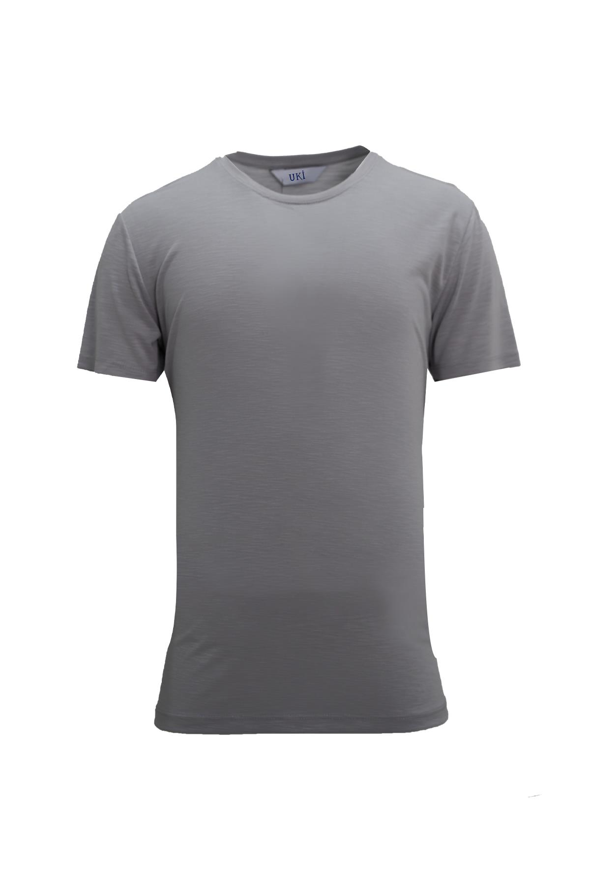GRİ Modal Bisiklet Yaka T-shirt