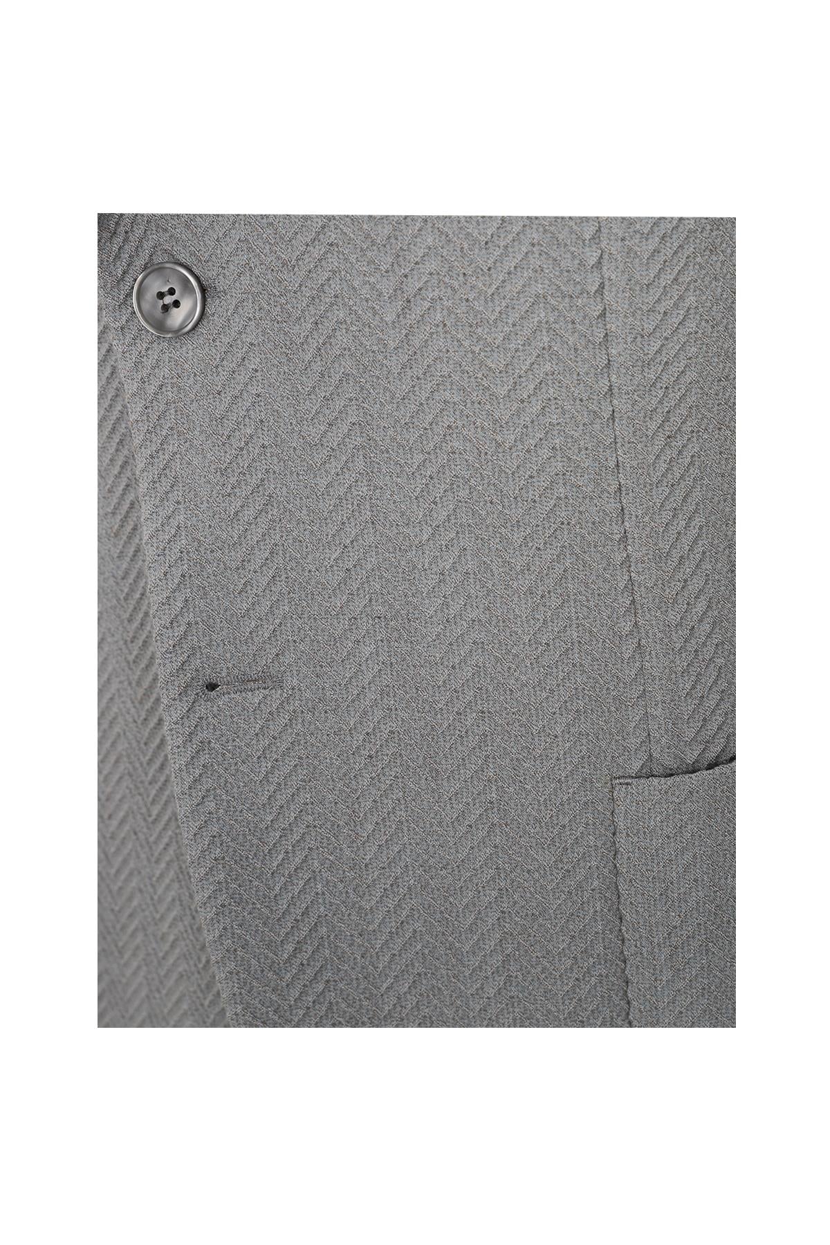 GRİ Mono Yaka, Torba Cep, Çift Yırtmaç Ceket