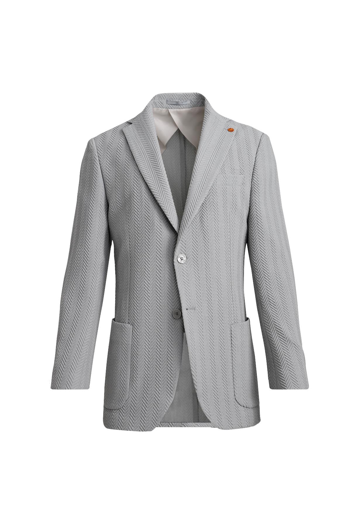 GRİ Mono Yaka, Torba Cep, Çift Yırtmaç Ceket