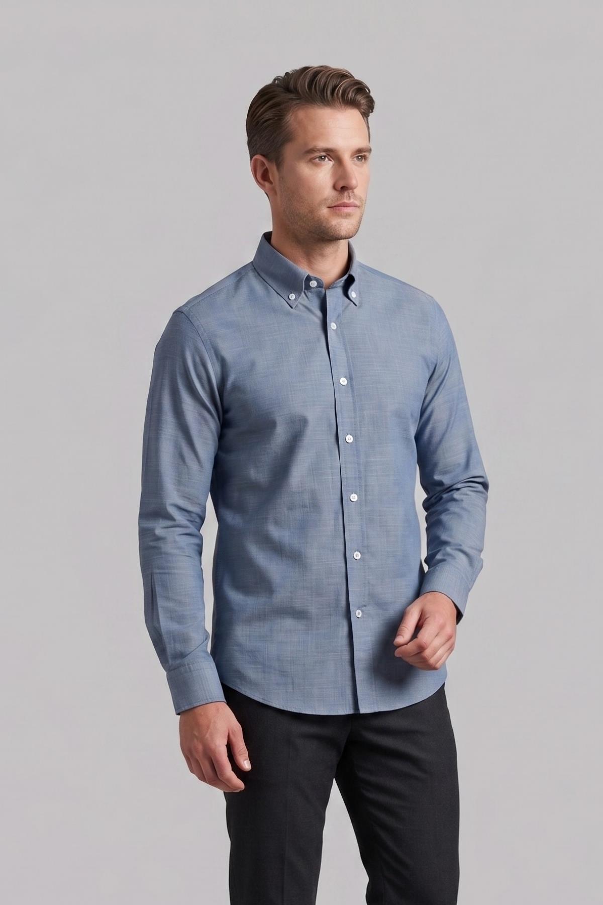 İNDİGO Comfort Fit Uzun Kol Gömlek