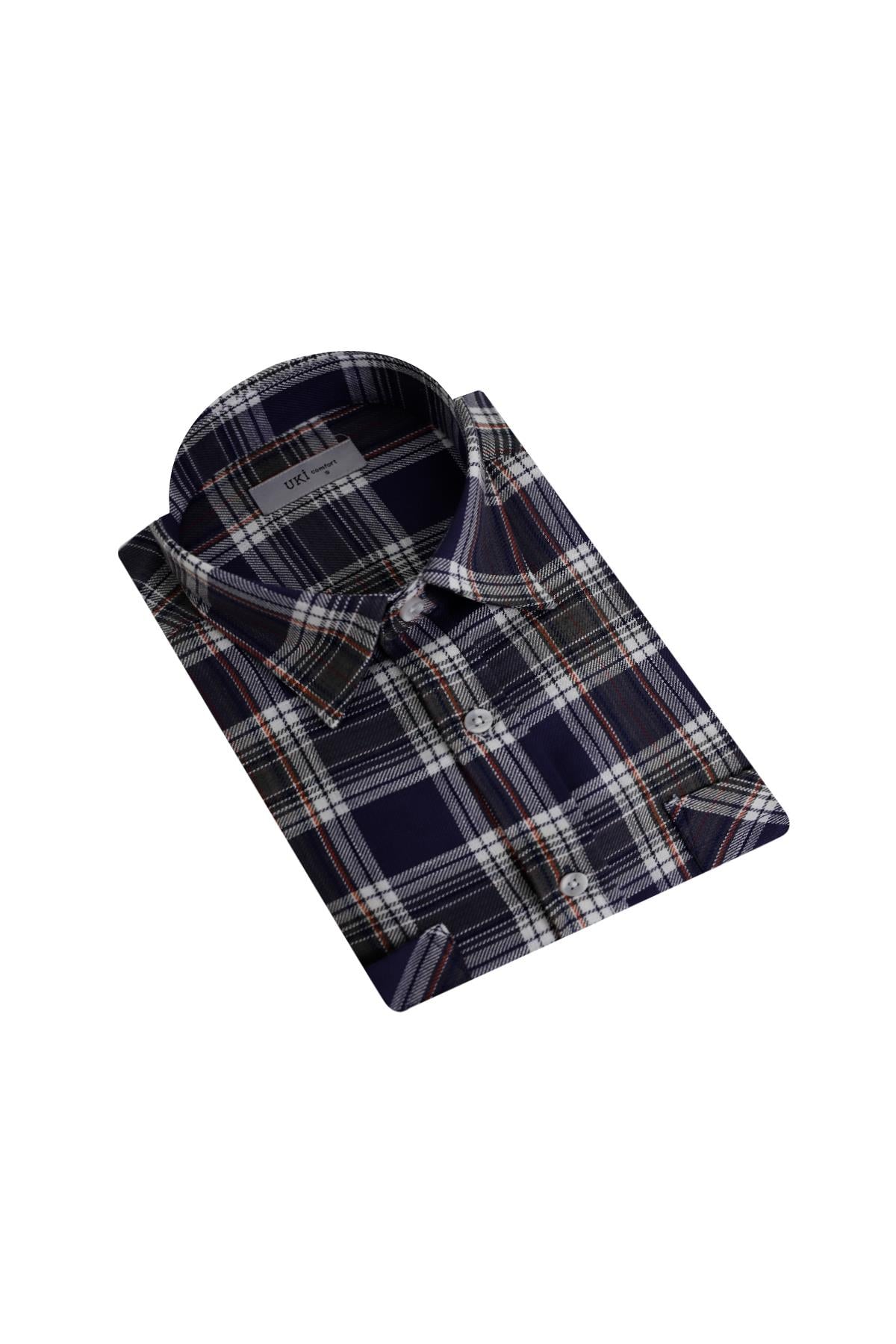 İndigo Comfort Fit  Oduncu Gömlek