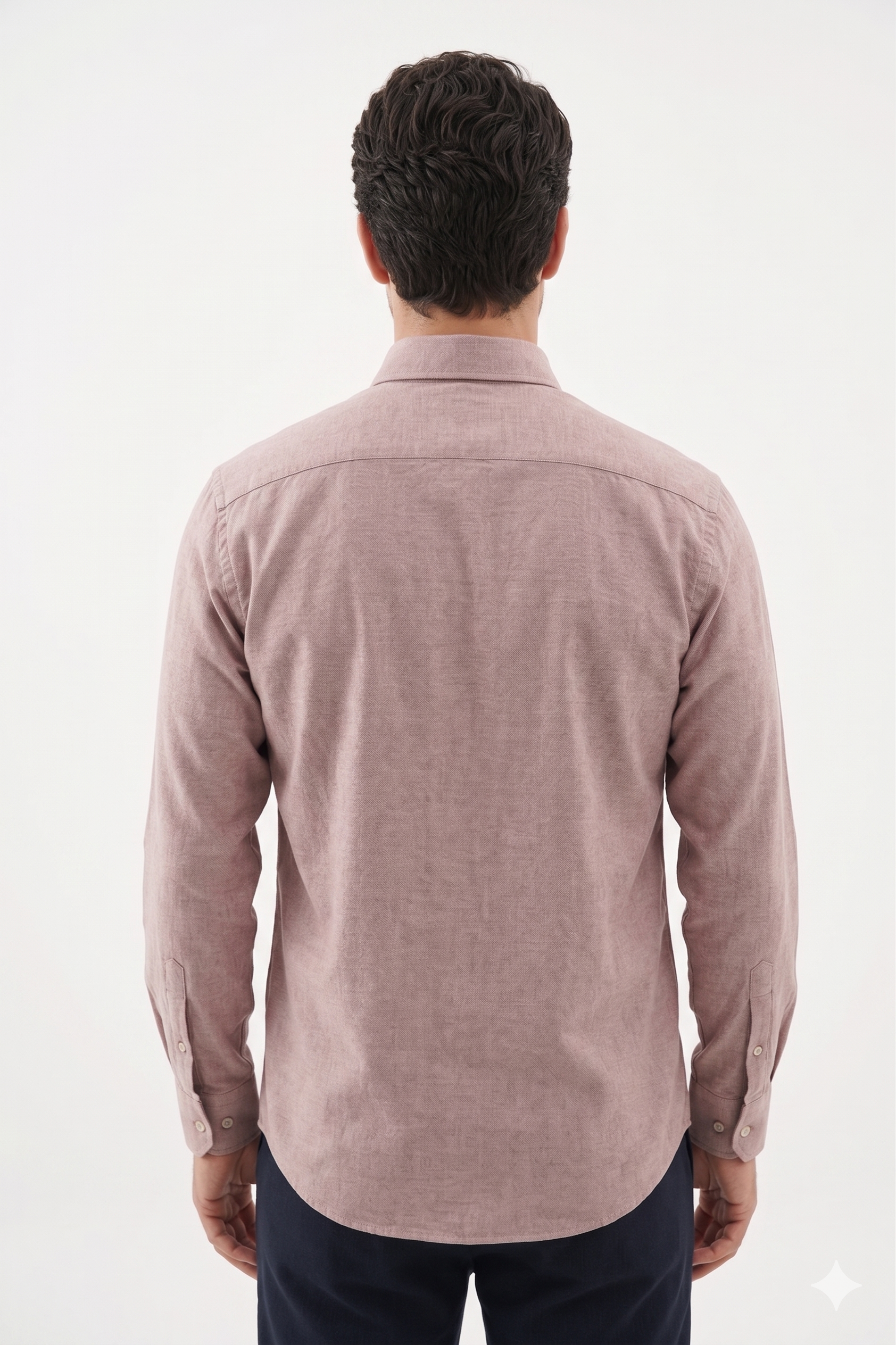 KAHVE Düğmeli Yaka Comfort Fit Şamre Gömlek